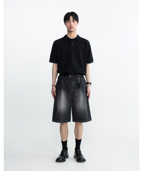 WORK ON BODY OFF(ワークオンボディオフ)の「クラシックセミオーバーフィットコットンピケTシャツ-ブラック(ポロシャツ・メンズ・ブラック・SMALL/MEDIUM/LARGE/X-LARGE/2XL)」の6枚目の写真