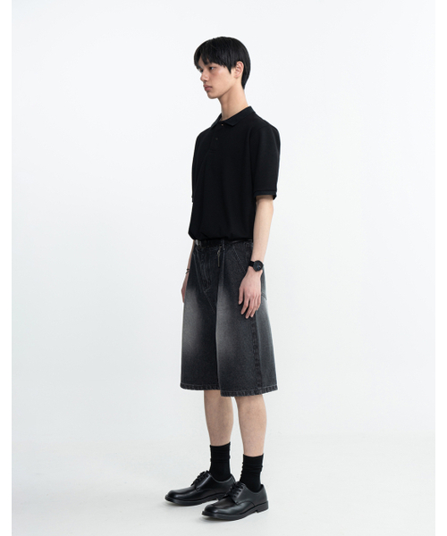 WORK ON BODY OFF(ワークオンボディオフ)の「クラシックセミオーバーフィットコットンピケTシャツ-ブラック(ポロシャツ・メンズ・ブラック・SMALL/MEDIUM/LARGE/X-LARGE/2XL)」の7枚目の写真