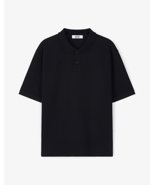 WORK ON BODY OFF(ワークオンボディオフ)の「クラシックセミオーバーフィットコットンピケTシャツ-ブラック(ポロシャツ・メンズ・ブラック・SMALL/MEDIUM/LARGE/X-LARGE/2XL)」の9枚目の写真