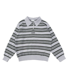 MONBIRDIE GOLF（モンバーディーゴルフ）の「Rita Stripe Polo Knit GREY（ニット/セーター）」
