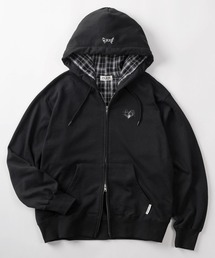 make a ray!（メイク ア レイ！）の「【72】【PLES】チェック ハートワッペン ワンポイント ショート丈 ジップパーカー/ダブルジップ/メンズ/レディース/ユニセックス（パーカー）」