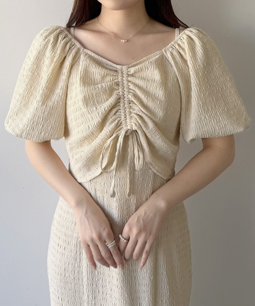 mipiarl(ミピアール)の「ストレッチジャガードショートボレロ+マーメイドキャミワンピースSET(ワンピース・レディース・ネイビー/ブラック/クリーム・LARGE/MEDIUM/SMALL)」の7枚目の写真