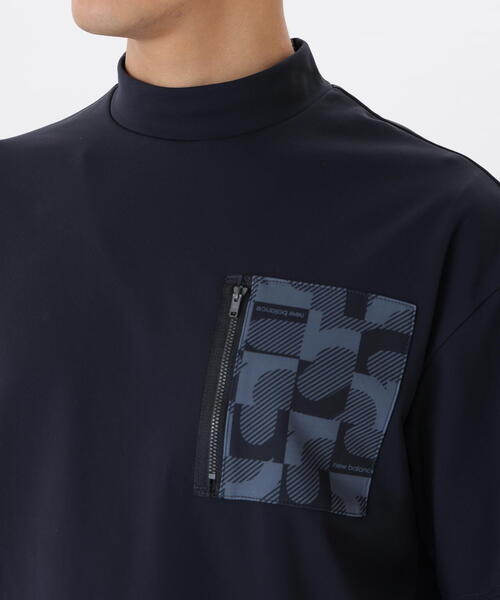 【ホワイト】ロゴジオメトリック柄 ハーフスリーブ モックネック プルオーバー (MENS) セール】【直営店舗・公式オンライン限定】ロゴジオメトリック柄