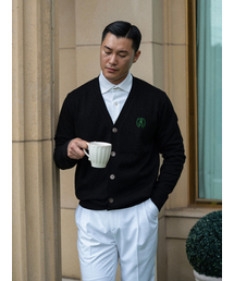 ALLCLASSIC（オールクラシック）の「ALCCA010 Scarf Symbol Cardigan_black&amp;green（カーディガン/ボレロ）」