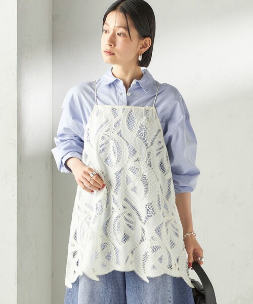 SHIPS(シップス)の「〈手洗い可能〉刺繍 スカラップ レース キャミソール(キャミソール・レディース・ナチュラル・ONE SIZE)」の6枚目の写真