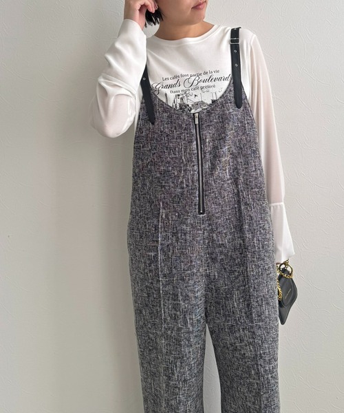 LHELBIE(レルビエ)の「ベルテッドサロペット(サロペット/オーバーオール・レディース・インディゴブルー/ブラック/オフホワイト・M)」の7枚目の写真