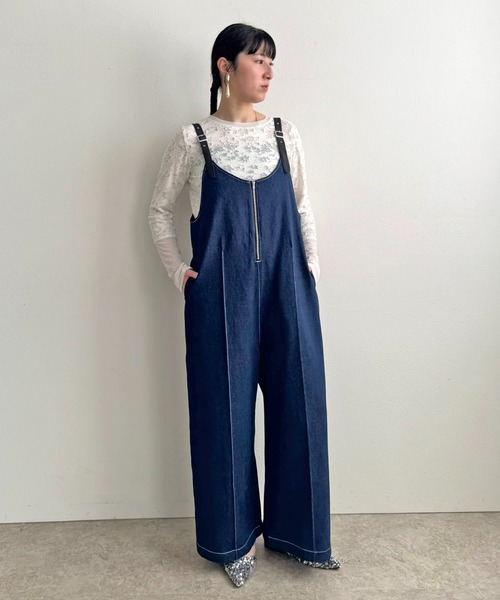 LHELBIE(レルビエ)の「ベルテッドサロペット(サロペット/オーバーオール・レディース・インディゴブルー/ブラック/オフホワイト・M)」の4枚目の写真