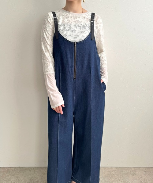 LHELBIE(レルビエ)の「ベルテッドサロペット(サロペット/オーバーオール・レディース・インディゴブルー/ブラック/オフホワイト・M)」の11枚目の写真