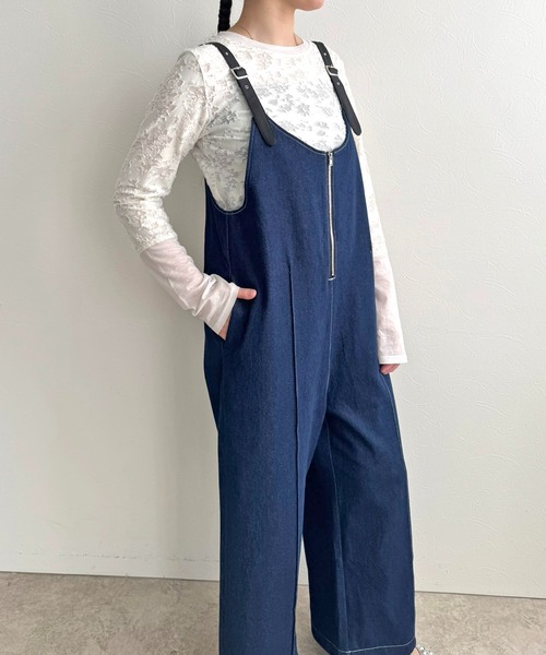LHELBIE(レルビエ)の「ベルテッドサロペット(サロペット/オーバーオール・レディース・インディゴブルー/ブラック/オフホワイト・M)」の13枚目の写真