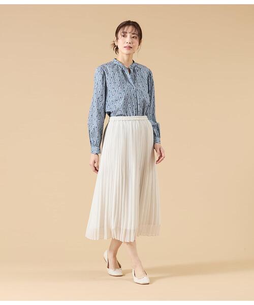 NEWYORKER（ニューヨーカー）の「シフォンジョーゼット プリーツスカート（スカート・レディース・ネイビー/アイボリー・9号/11号）」の5枚目の写真