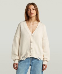 G-STAR | Distressed Cardigan Knit/ヴィンテージライクダメージ加工コットンニットカーディガン(ニット/セーター)