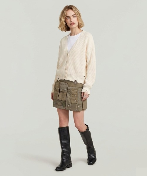 G-STAR(ジースター)の「Distressed Cardigan Knit/ヴィンテージライクダメージ加工コットンニットカーディガン(ニット/セーター・レディース・ベージュ系その他・X-SMALL/SMALL/MEDIUM)」の2枚目の写真