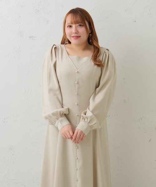 Louiosy(ルオシー)の「【大きいサイズ】ボタンデザインワンピース(ワンピース・レディース・チャコールグレー/アイボリー/グリーン・X-LARGE/3L/4L)」の10枚目の写真