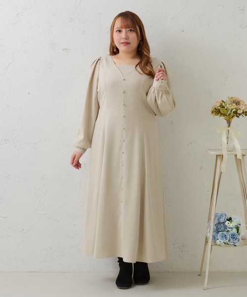 Louiosy(ルオシー)の「【大きいサイズ】ボタンデザインワンピース(ワンピース・レディース・チャコールグレー/アイボリー/グリーン・X-LARGE/3L/4L)」の18枚目の写真