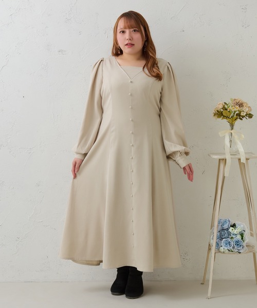 Louiosy(ルオシー)の「【大きいサイズ】ボタンデザインワンピース(ワンピース・レディース・チャコールグレー/アイボリー/グリーン・X-LARGE/3L/4L)」の19枚目の写真
