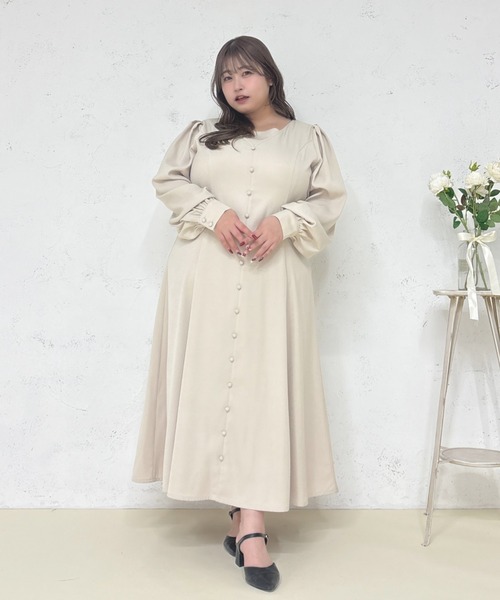Louiosy(ルオシー)の「【大きいサイズ】ボタンデザインワンピース(ワンピース・レディース・チャコールグレー/アイボリー/グリーン・X-LARGE/3L/4L)」の15枚目の写真