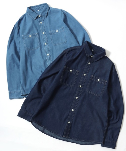MARUKAWA（マルカワ）の「2026SS DENIM WORK SHIRTS/デニム ワークシャツ レディース メンズ（シャツ/ブラウス・メンズ・サックスブルー/ネイビー・LL/L/M）」の6枚目の写真