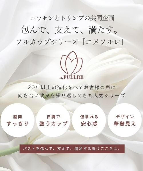 Nissen glamor（ニッセングラマー）の「【大きい胸】脇高編レースフルカップブラジャー（わすれな草柄）（トリンプ）（n,FULLRE）（G75～J80）（ブラジャー・レディース・ピンクベージュ/ブラウン系/シルバーグレー/ブラウン/グリーン/ネイビー・G75/G80/H75/H80/I75/I80/J75/J80）」の7枚目の写真
