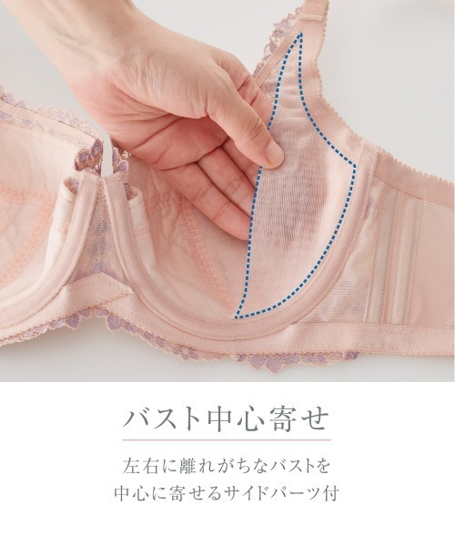 Nissen glamor（ニッセングラマー）の「【大きい胸】脇高編レースフルカップブラジャー（わすれな草柄）（トリンプ）（n,FULLRE）（G75～J80）（ブラジャー・レディース・ピンクベージュ/ブラウン系/シルバーグレー/ブラウン/グリーン/ネイビー・G75/G80/H75/H80/I75/I80/J75/J80）」の12枚目の写真