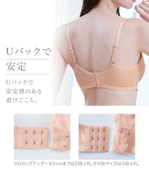 Nissen glamor（ニッセングラマー）の「【大きい胸】脇高編レースフルカップブラジャー（わすれな草柄）（トリンプ）（n,FULLRE）（G75～J80）（ブラジャー・レディース・ピンクベージュ/ブラウン系/シルバーグレー/ブラウン/グリーン/ネイビー・G75/G80/H75/H80/I75/I80/J75/J80）」の15枚目の写真