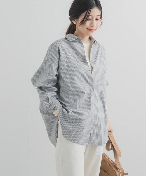 URBAN RESEARCH DOORS（アーバンリサーチドアーズ）の「刺繍チェックシャツ（シャツ/ブラウス・レディース・ブルー系その他/ブラック系その他・FREE）」の4枚目の写真