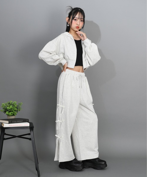 PINKHUNT(ピンクハント)の「PINKHUNT サイドリボンスウェットロングパンツ 1301K (トップス別売り)(その他パンツ・キッズ・ブラック/アッシュグレー・120cm/130cm/140cm/150cm/160cm)」の9枚目の写真