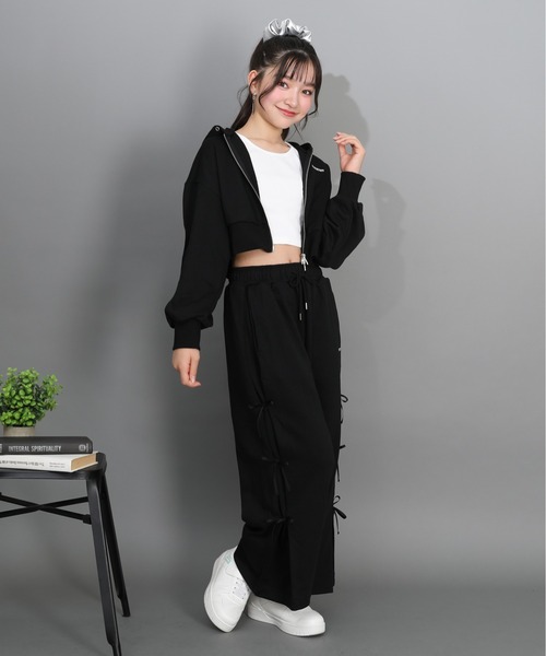 PINKHUNT(ピンクハント)の「PINKHUNT サイドリボンスウェットロングパンツ 1301K (トップス別売り)(その他パンツ・キッズ・ブラック/アッシュグレー・120cm/130cm/140cm/150cm/160cm)」の5枚目の写真