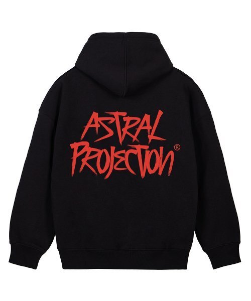 ASTRAL PROJECTION(アストラルプロジェクション)の「グラフィティレタリングオーバーサイズワイドショルダーフードパーカー_ブラック(パーカー・メンズ・その他・MEDIUM/X-LARGE/XX-LARGE/LARGE)」の1枚目の写真
