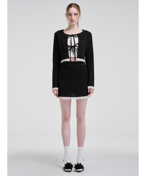 ETMON(エトモン)の「Frill Tweed Mini Skirt, Black(スカート・レディース・その他・M/S)」の1枚目の写真