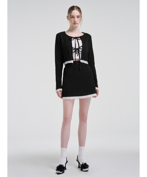 ETMON(エトモン)の「Frill Tweed Mini Skirt, Black(スカート・レディース・その他・M/S)」の2枚目の写真