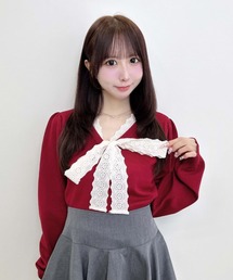 【WEB限定】レースボウタイニット