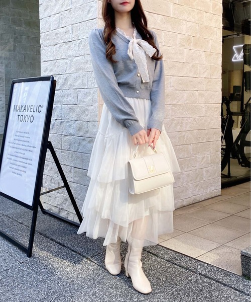 INGNI(イング)の「レースボウタイニット(ニット/セーター・レディース・ネイビー/アイボリー/グレー/ブラック・M)」の21枚目の写真