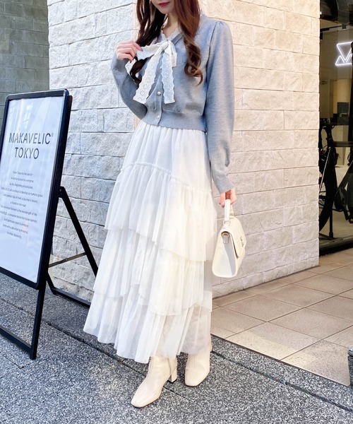 INGNI(イング)の「レースボウタイニット(ニット/セーター・レディース・ネイビー/アイボリー/グレー/ブラック・M)」の22枚目の写真