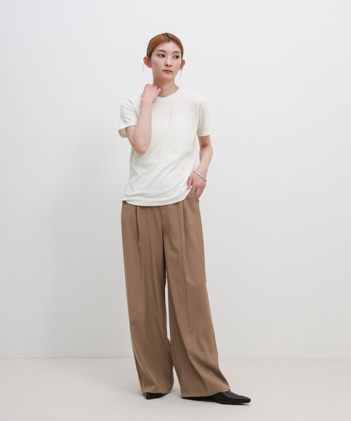 select MOCA(セレクトモカ)の「ソフトタッチシンプルデイリーTシャツ(Tシャツ/カットソー・レディース・スミクロ/ブラウン/ブラック/アイボリー・FREE)」の7枚目の写真