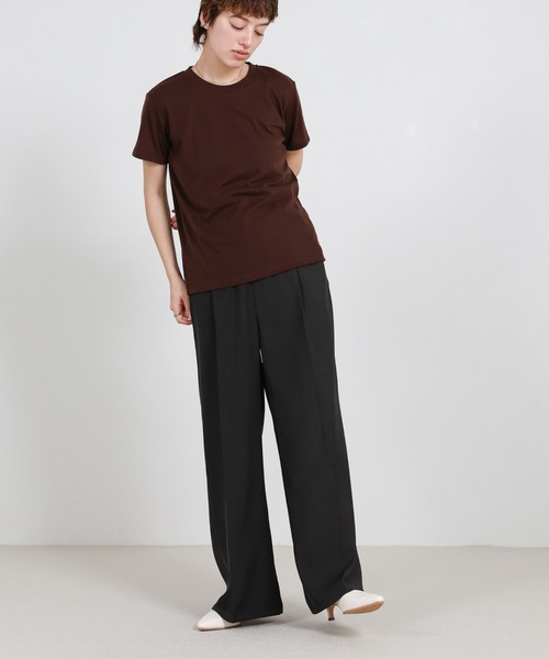 select MOCA(セレクトモカ)の「ソフトタッチシンプルデイリーTシャツ(Tシャツ/カットソー・レディース・スミクロ/ブラウン/ブラック/アイボリー・FREE)」の19枚目の写真