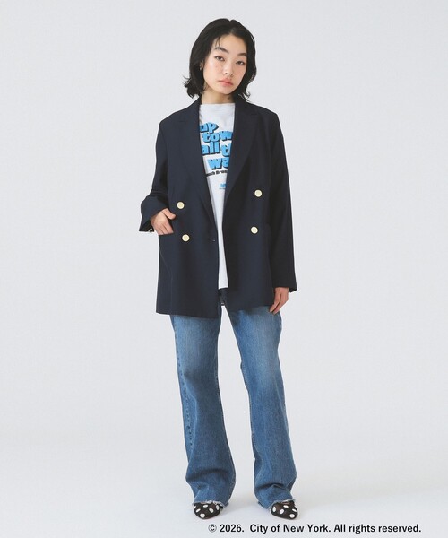 Ray BEAMS（レイビームス）の「4ボタン ダブル ブレザー（テーラードジャケット・レディース・ベージュ/ネイビー・0/1）」の16枚目の写真