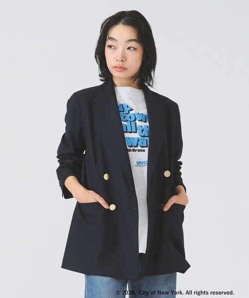 Ray BEAMS（レイビームス）の「4ボタン ダブル ブレザー（テーラードジャケット・レディース・ベージュ/ネイビー・0/1）」の19枚目の写真