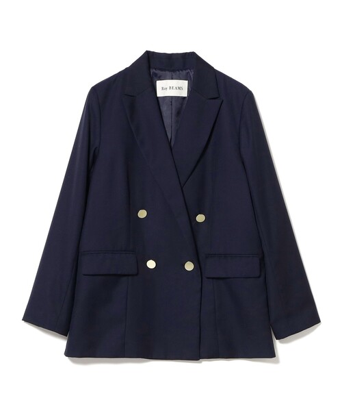 Ray BEAMS（レイビームス）の「4ボタン ダブル ブレザー（テーラードジャケット・レディース・ベージュ/ネイビー・0/1）」の7枚目の写真