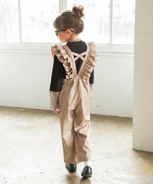 BRANSHES（ブランシェス）の「フリルサロペット（サロペット/オーバーオール・キッズ・ブラウン/チャコールグレー・100/140/150/130/120/110/90）」の6枚目の写真
