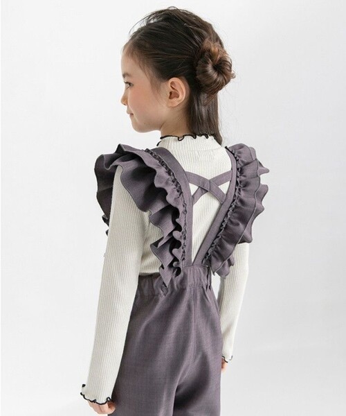BRANSHES（ブランシェス）の「フリルサロペット（サロペット/オーバーオール・キッズ・ブラウン/チャコールグレー・100/140/150/130/120/110/90）」の22枚目の写真
