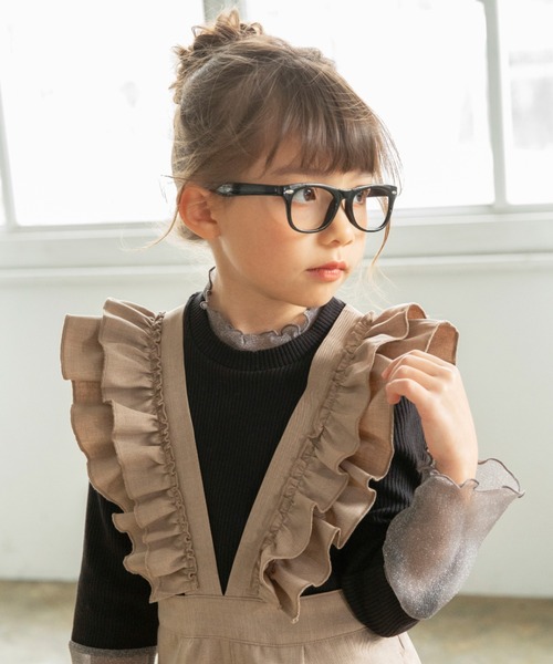 BRANSHES（ブランシェス）の「フリルサロペット（サロペット/オーバーオール・キッズ・ブラウン/チャコールグレー・150/140/110/90/130/100/120）」の13枚目の写真