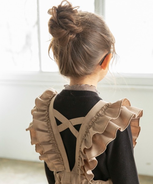 BRANSHES（ブランシェス）の「フリルサロペット（サロペット/オーバーオール・キッズ・ブラウン/チャコールグレー・150/140/110/90/130/100/120）」の14枚目の写真