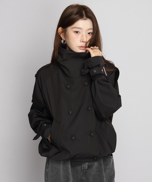by LEGNA(バイレグナ)の「【最終在庫】撥水スタンドカラーダブルブレストショートジャケット(トレンチコート・レディース・ブラック/アイボリー/モカ・FREE)」の19枚目の写真