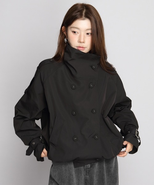 by LEGNA(バイレグナ)の「【最終在庫】撥水スタンドカラーダブルブレストショートジャケット(トレンチコート・レディース・ブラック/アイボリー/モカ・FREE)」の20枚目の写真