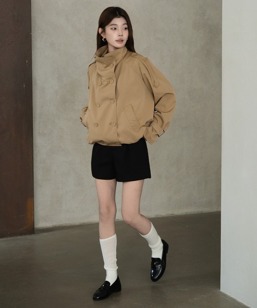 INSCRIRE ベージュ ショートジャケット 20％off】ダブルブレストショートジャケット(ベージュ) - seventen