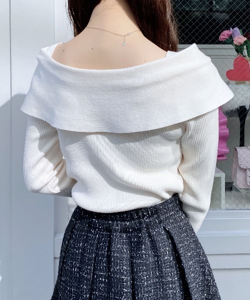 INGNI（イング）の「リボンオフショルニット（ニット/セーター・レディース・レッド/ピンク/ブラック/アイボリー・M）」の11枚目の写真