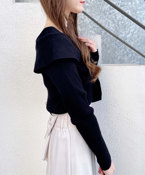 INGNI（イング）の「リボンオフショルニット（ニット/セーター・レディース・レッド/ピンク/ブラック/アイボリー・M）」の16枚目の写真