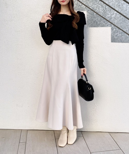 INGNI（イング）の「リボンオフショルニット（ニット/セーター・レディース・レッド/ピンク/ブラック/アイボリー・M）」の18枚目の写真