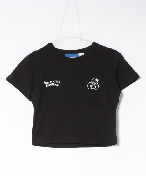 sanrio(サンリオ)の「HELLO KITTY EMBROIDERY TEE/ハローキティ サガラ刺繍 バックプリントTシャツ/ピチT・ビッグシルエット(Tシャツ/カットソー・レディース・ブラック/ライトブルー/ホワイト/ピンク・S/M/L)」の7枚目の写真