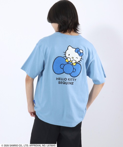 sanrio(サンリオ)の「HELLO KITTY EMBROIDERY TEE/ハローキティ サガラ刺繍 バックプリントTシャツ/ピチT・ビッグシルエット(Tシャツ/カットソー・レディース・ブラック/ライトブルー/ホワイト/ピンク・S/M/L)」の16枚目の写真